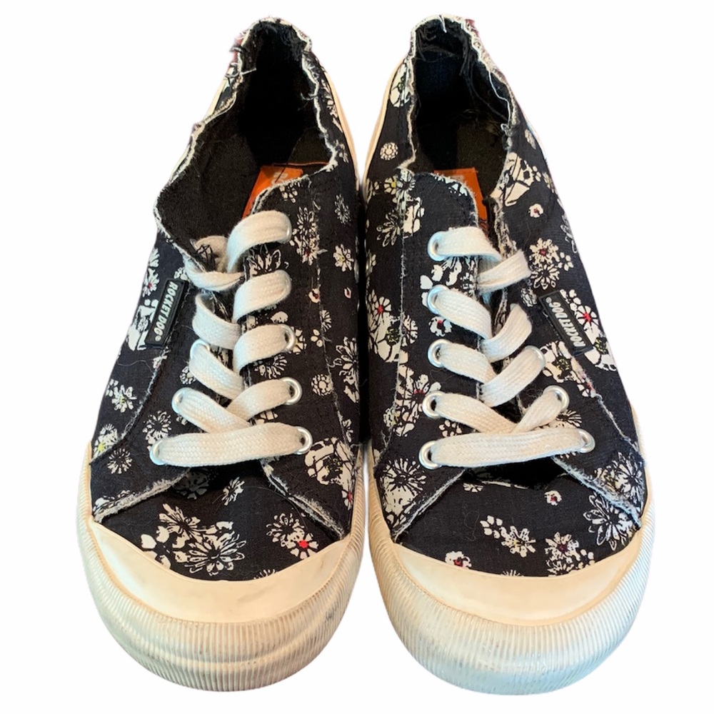 Rocket Dog | Black & White Floral Sneakers | 8.5